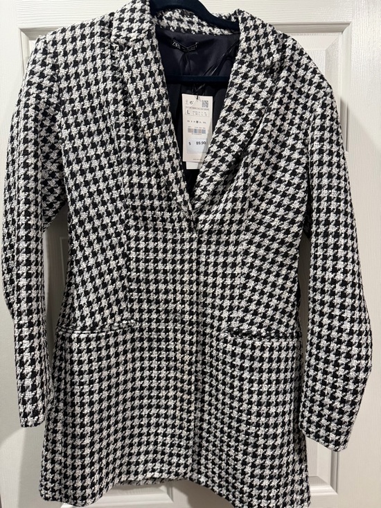 Zara Dresses & Skirts - Zara Black and White Houndstooth Blazer Dress